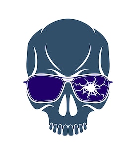 Городской стильный векторный логотип черепа или значок, агрессивная криминальная татуировка черепа, гангстерский стиль.