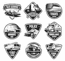 Free vector urban transport badge set