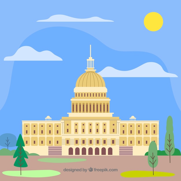 Free vector us congress building with flat design