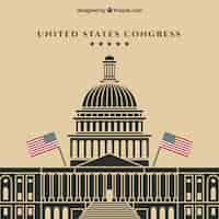 Free vector us congress building with flat design