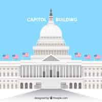 Free vector us congress building with flat design