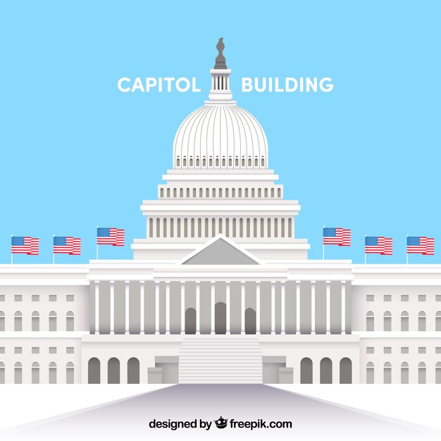 us congress building with flat design