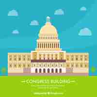 Free vector us congress building with flat design