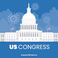 Free vector us congress building with flat design