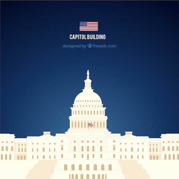 Free vector us congress building with flat design