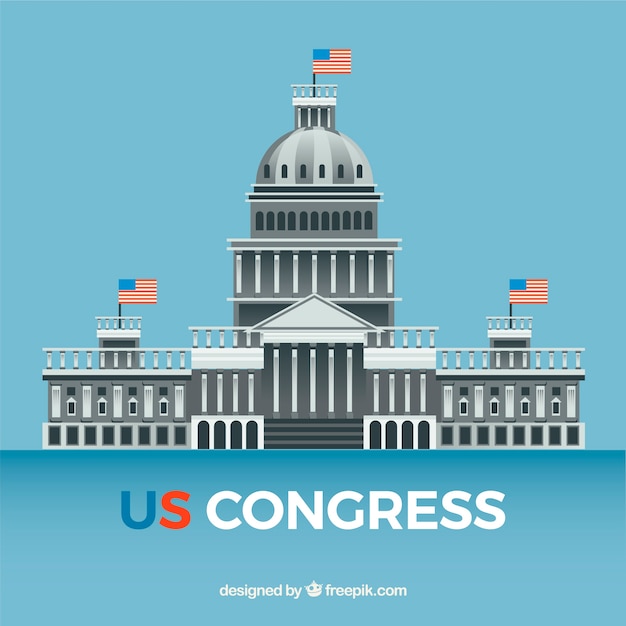 Бесплатное векторное изображение Наше конгрессное здание с плоским дизайном