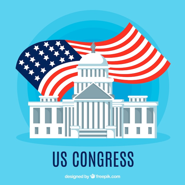 Free vector us congress building with flat design