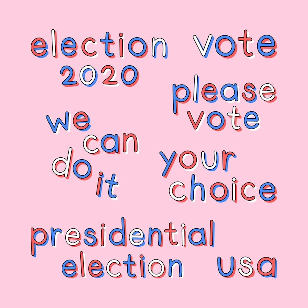 Free vector us election 2020 doodle vector typography set