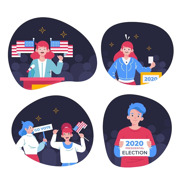 Free vector us election campaign scenes collection