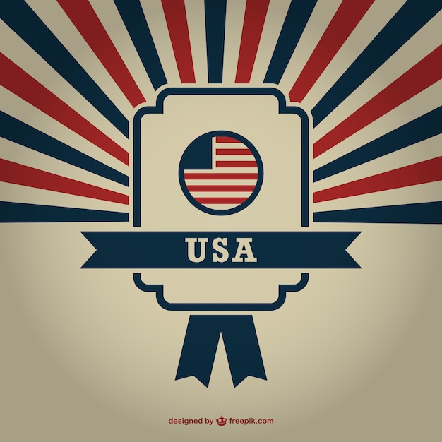 USA badge with sunburst background