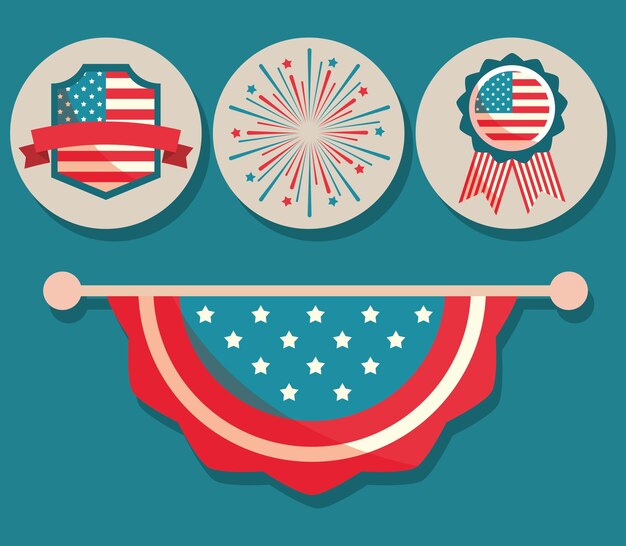 Free vector usa celebration icons set layout