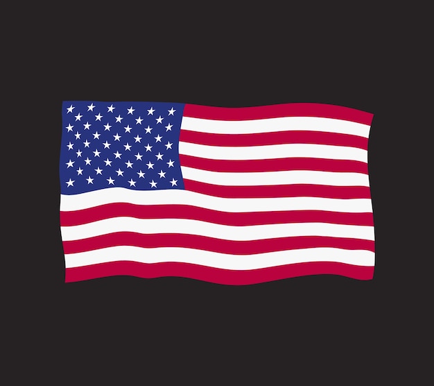 アメリカの国旗アメリカの国旗を振る独立記念日の波状のアメリカ国旗のイラスト