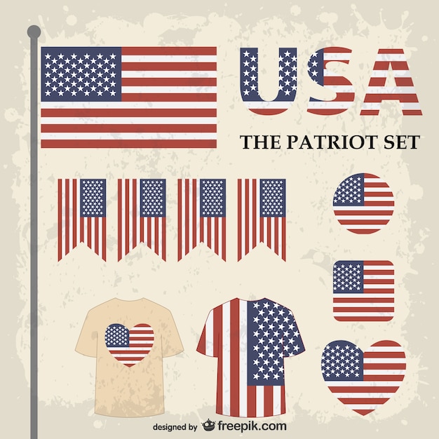 Free vector usa flags graphic elements set