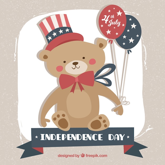 Free vector usa independance day background with tedy bear