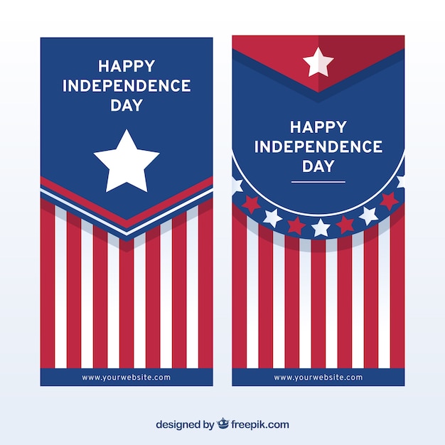 Usa independence banners with flat design