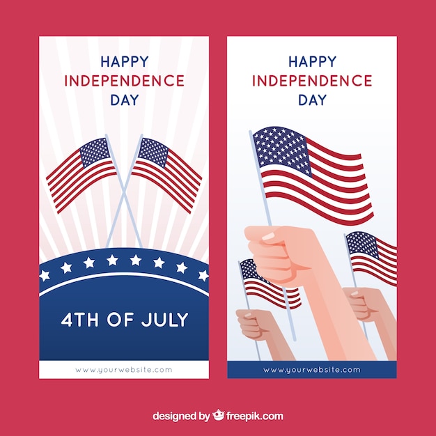 Free vector usa independence banners with flat design