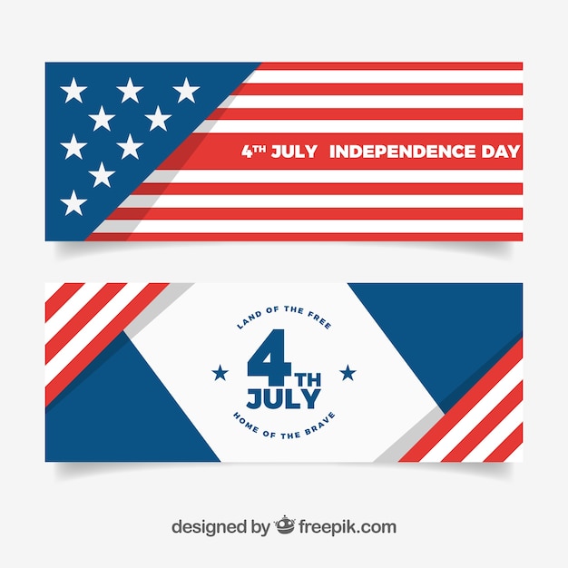 Free vector usa independence banners with flat design