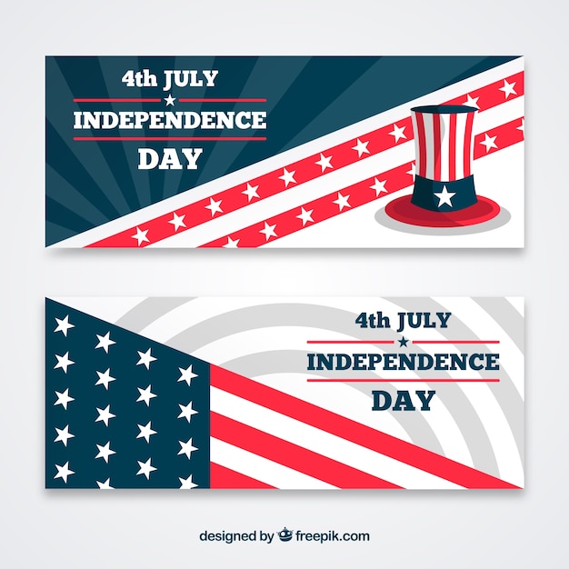 Free vector usa independence banners with flat design