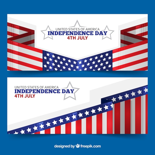 Usa independence banners with flat design