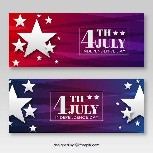 Free vector usa independence banners with flat design