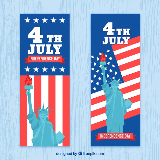 Usa independence banners with flat design