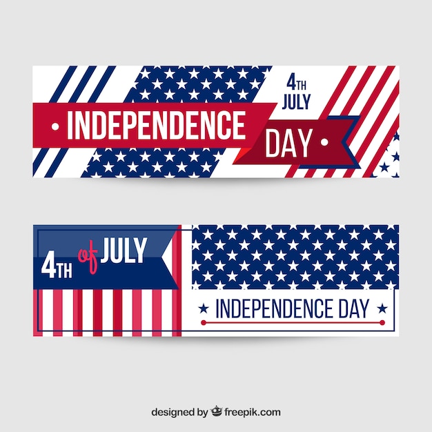 Usa independence banners with flat design