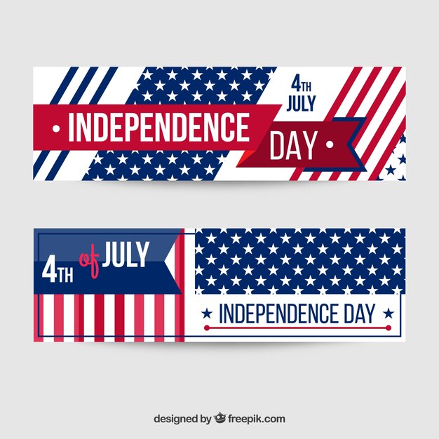 Usa independence banners with flat design
