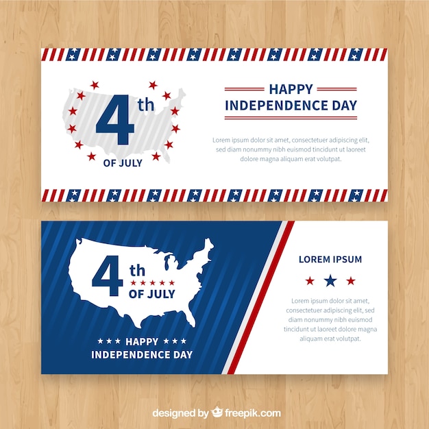 Free vector usa independence banners with flat design