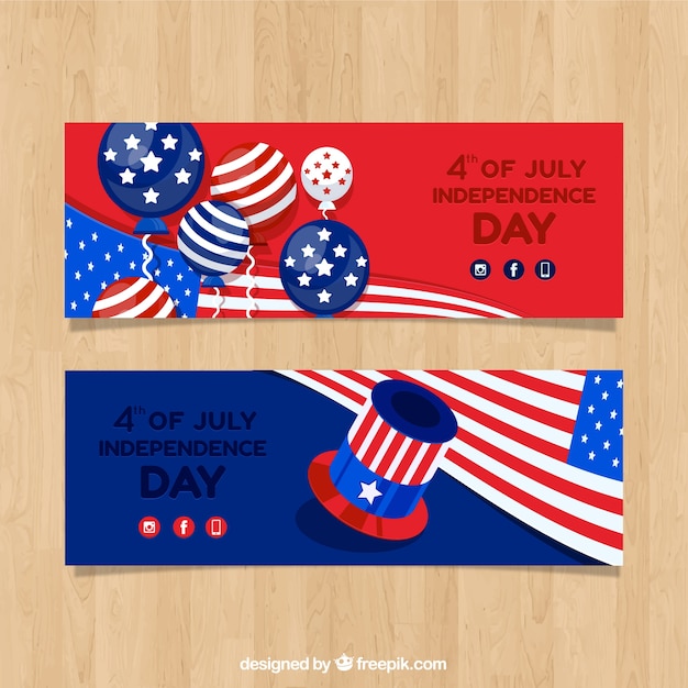 Usa independence banners with flat design