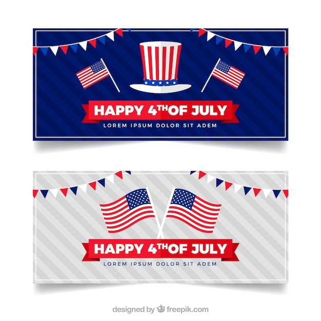 Usa independence banners with flat design