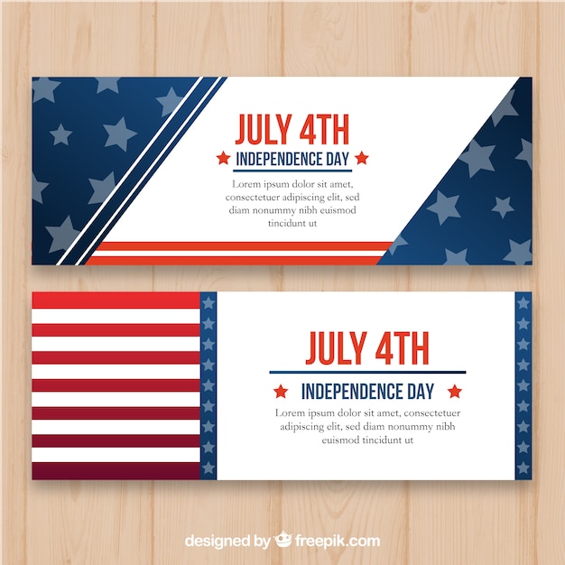 Free vector usa independence banners with flat design