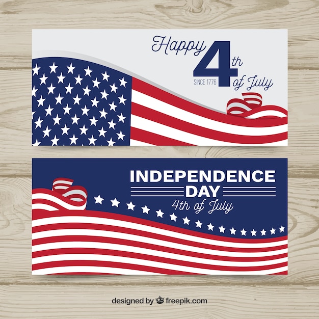 Usa independence banners with flat design