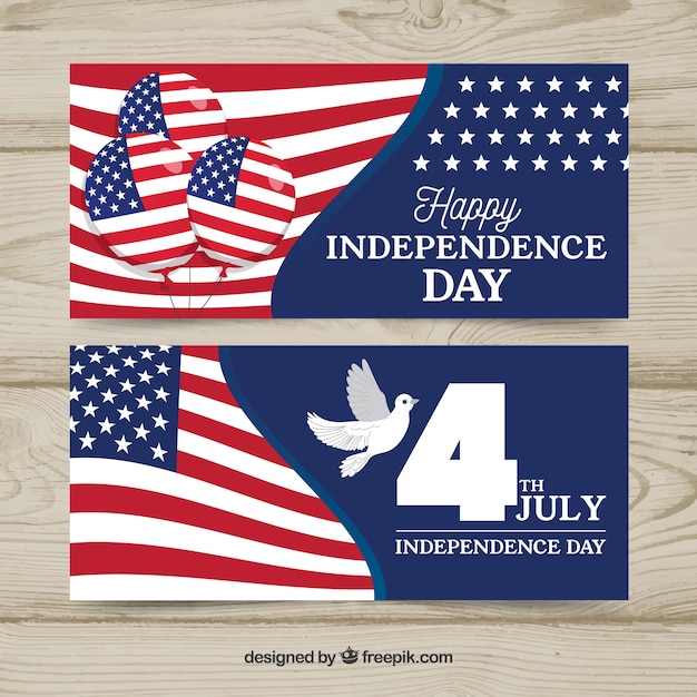 Usa independence banners with flat design