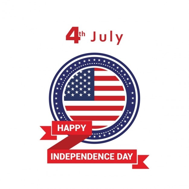 Free vector usa independence day badge and ribbon