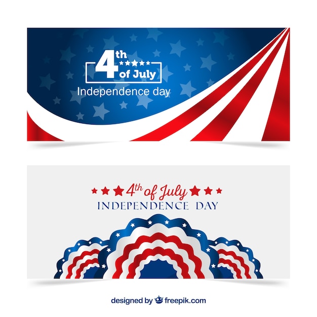 Free vector usa independence day banners with flat design