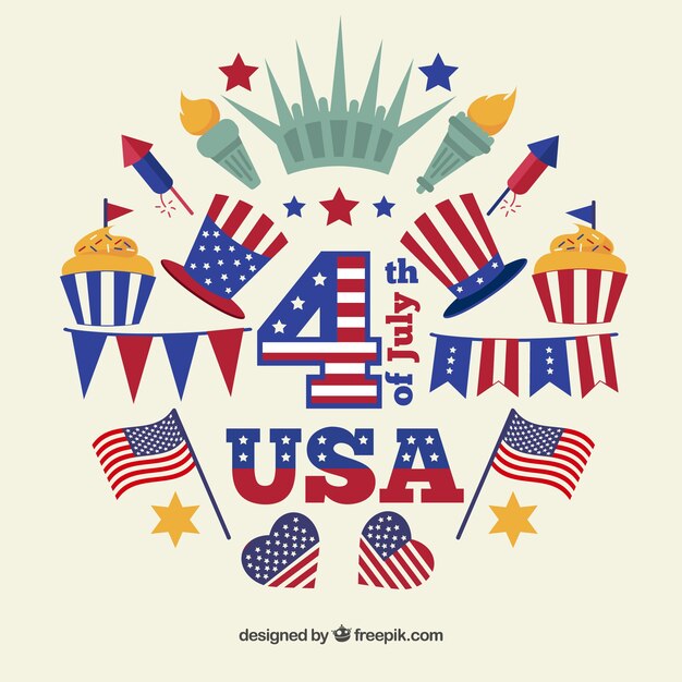 Free vector usa independence day flat element collection