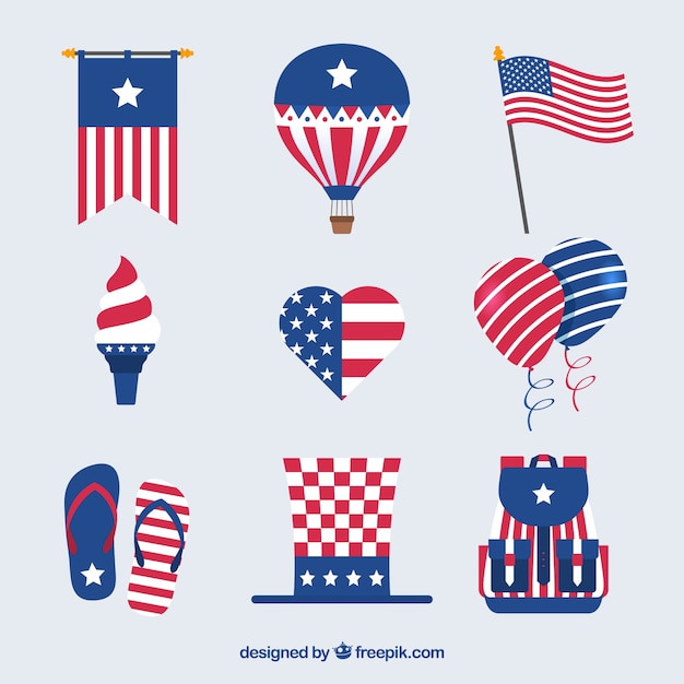 Free vector usa independence day flat element collection