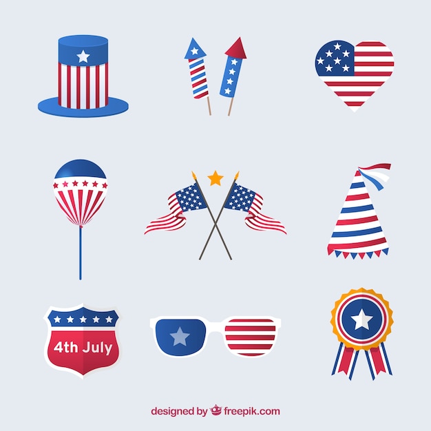 Free vector usa independence day flat element collection