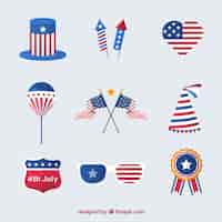 Free vector usa independence day flat element collection