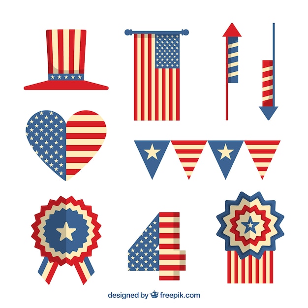 Free vector usa independence day flat element collection