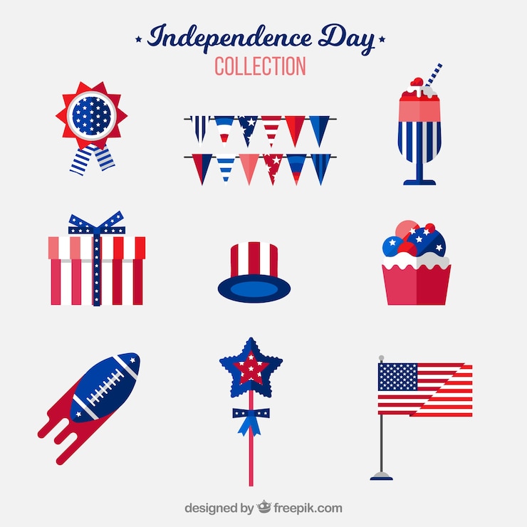 Free Vector usa independence day flat element collection