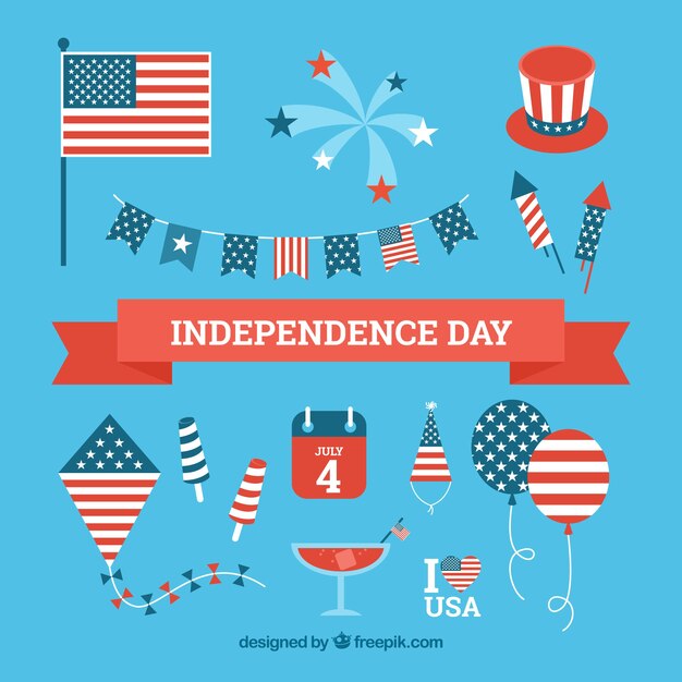 アメリカ独立記念日 フラットエレメントコレクション