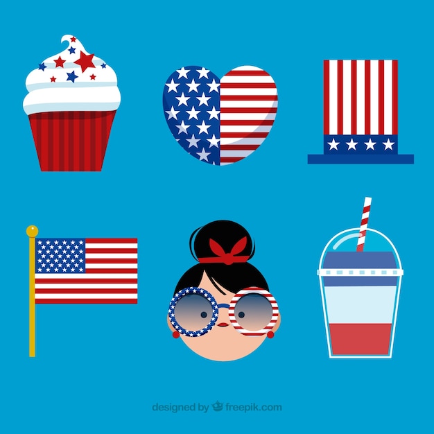 Free vector usa independence day flat element collection