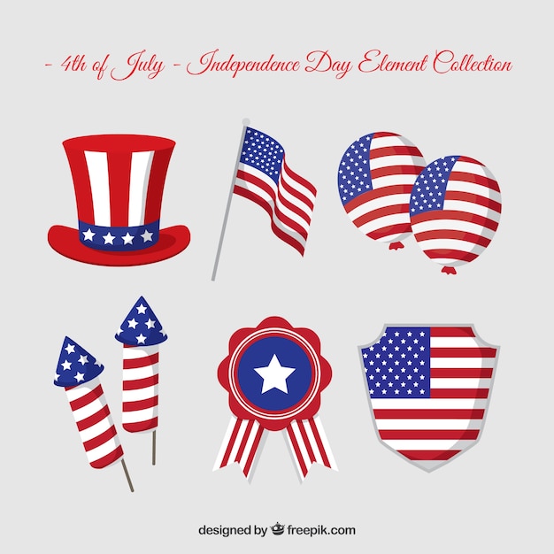 Free vector usa independence day flat element collection