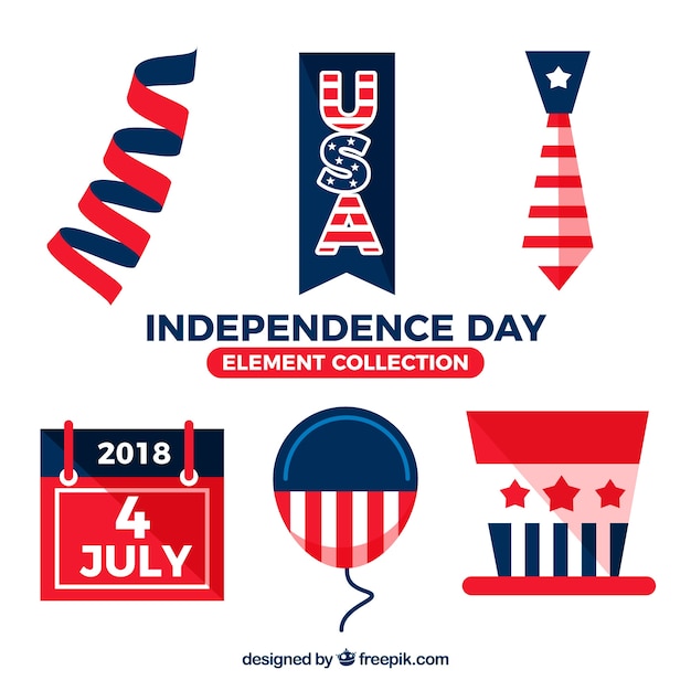 Free vector usa independence day flat element collection