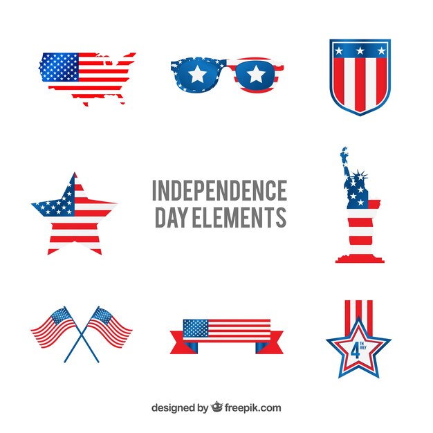 Free Vector usa independence day flat element collection