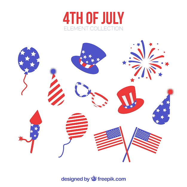 Free vector usa independence day flat element collection