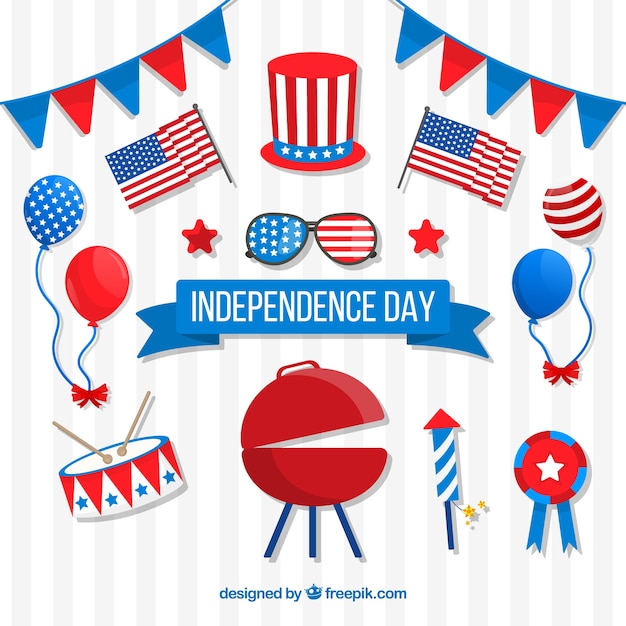 Free vector usa independence day flat element collection