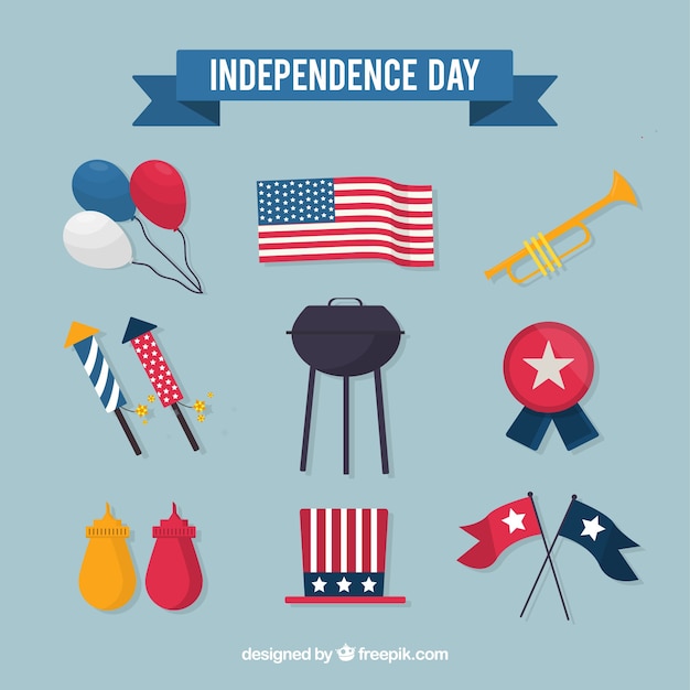 Free vector usa independence day flat element collection