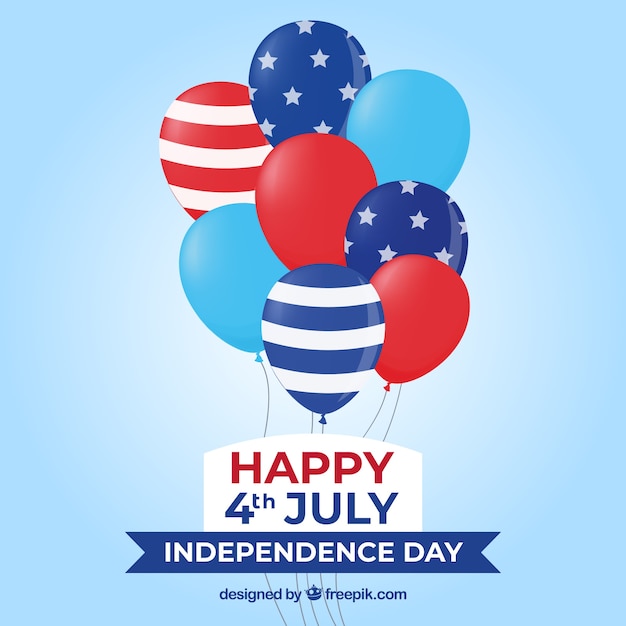 Free vector usa independence day's composition with 2d balloons